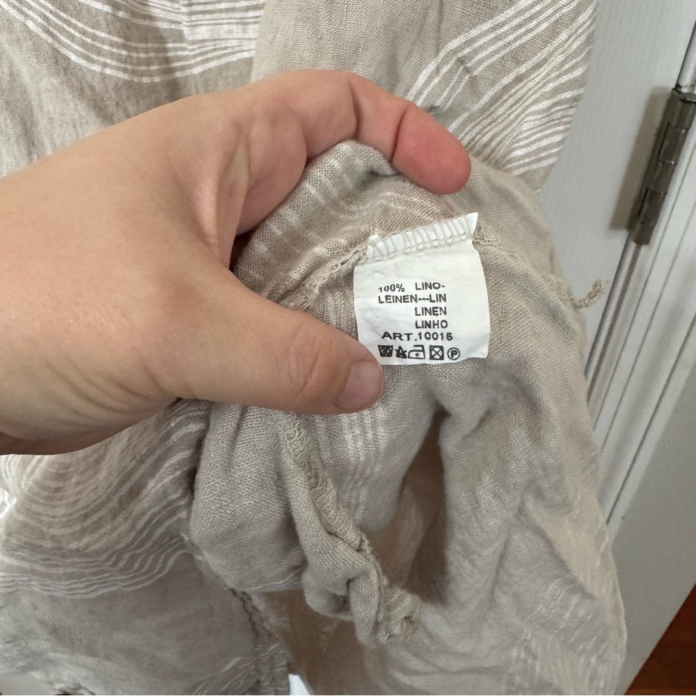 100% Italian Made Linen Shift Dress Woodland Tree Ring Pockets Fairy Natural - Picture 7 of 10